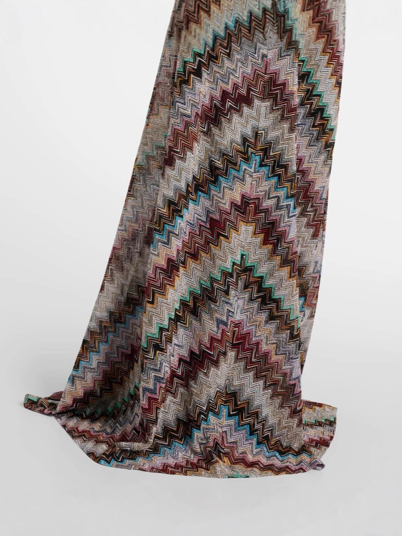 Jodie Knit Colorful Herringbone Print Halter Open Back Maxi Dress