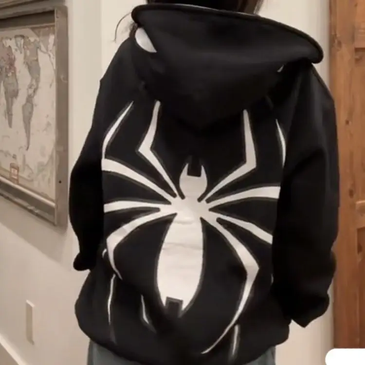 Y2K European Halloween Personalized Women's Hoodies and Hoodies Couples Large Spider Woman