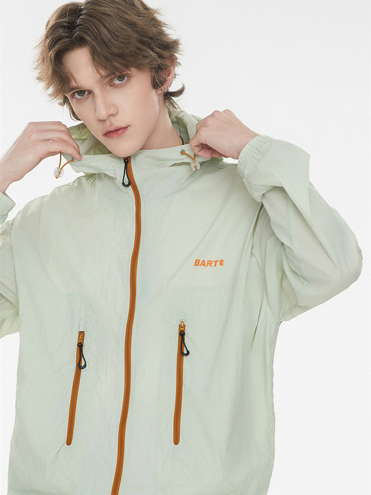 Outdoor Drawstring Hooded Breathable Sun-protective Jacket