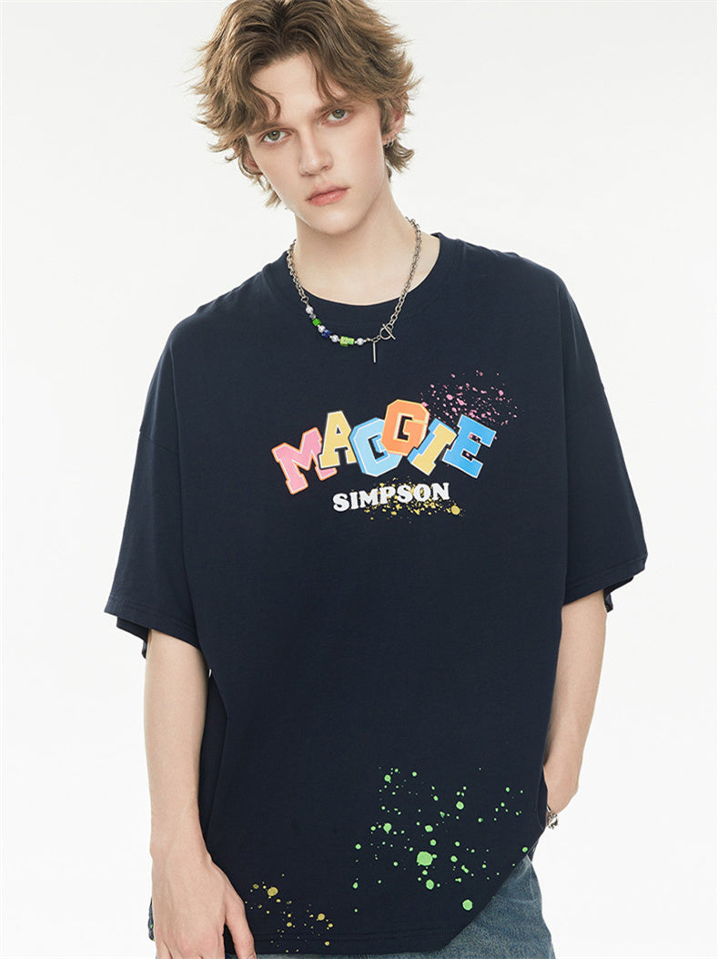Playful 3D Bubble Print Drop Shoulder Short Sleeve
