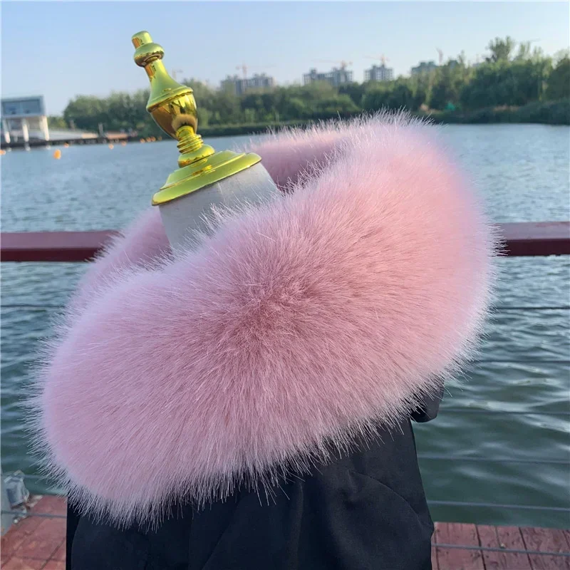 New Faux Fox Fur Collar Winter Women Fake Fur Scarf Shawls for Coat Warmer Decor Furry Hood Trims Parkas Jacket Fur Scarves