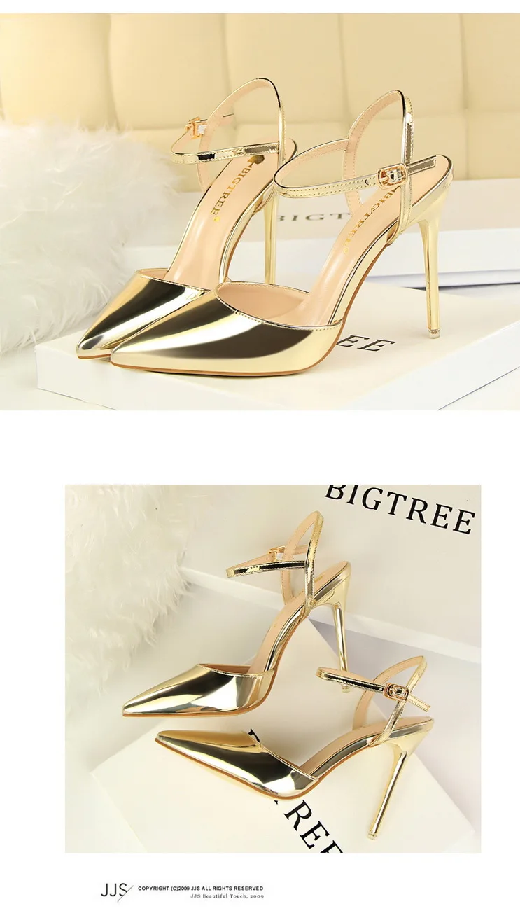Shoes Fashion High Heels Shoes Patent Leather Woman Pumps Sexy Women Heels Blue Sliver Stiletto Heels Women Sandals
