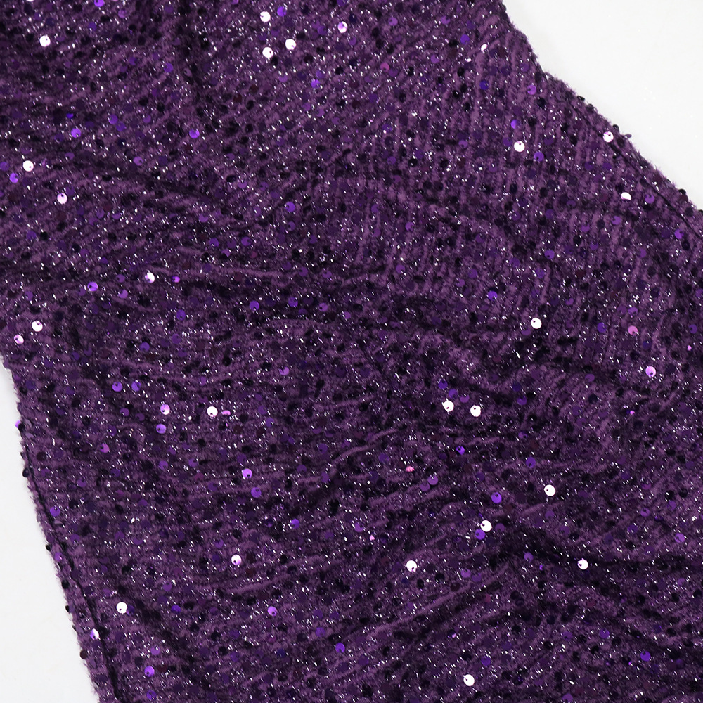 Black Paillette Feather Stitching Sequin Sexy Evening Dress Maxi Dress for Women