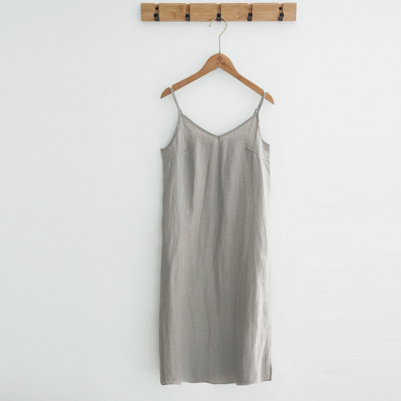 Pure Linen Slip Dress Simple Inner Wear Dress Niche Vacation Cotton Linen Home Nightdress Vest Dress