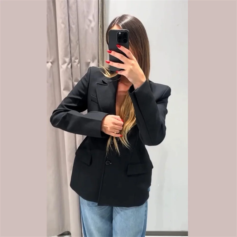 autumn new women's clothing style slim fit loose versatile shoulder pad lapel simple suit jacket