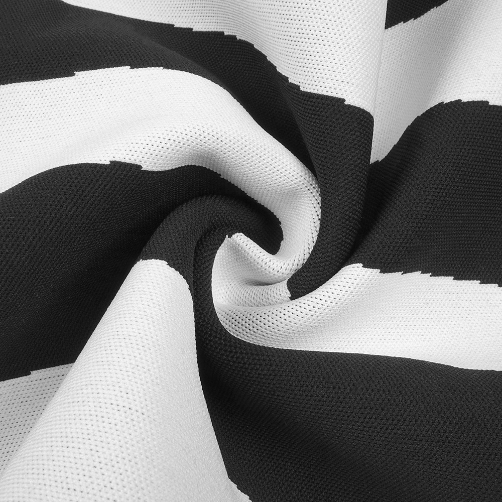 Autumn Winter Black White Striped Sexy High Slit One Shoulder Dress Simple in Bandage Dress