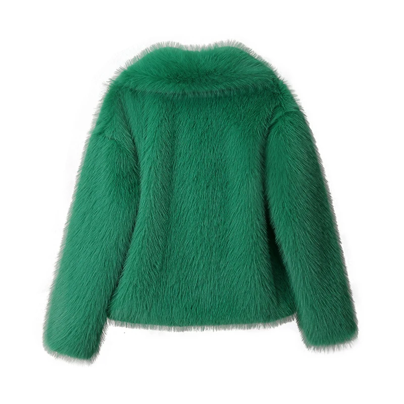 Chic Ins Blogger Brand Fashion Fake Fox Fur Jacket Coat Women Winter Luxury Design Big Collar Fur Coats Cool Girls Overcoat