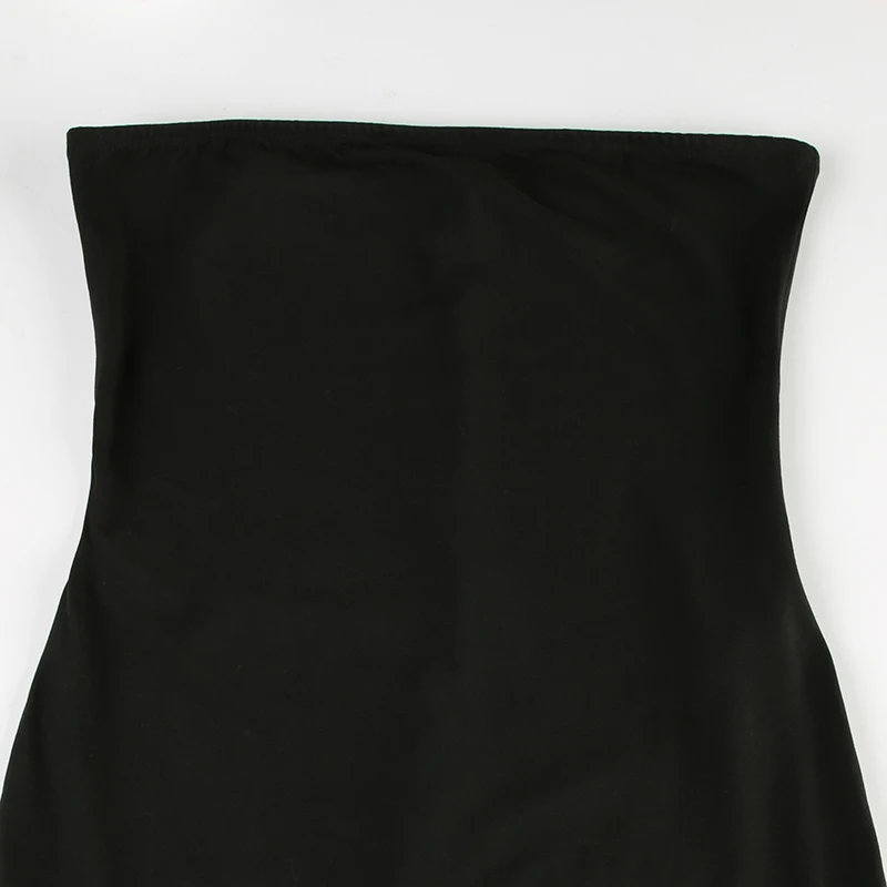 Black Solid Strapless Elegant Long Jumpsuits For Women Slim Wide Leg Flared Rompers Simple Fashion Vacation Overalls