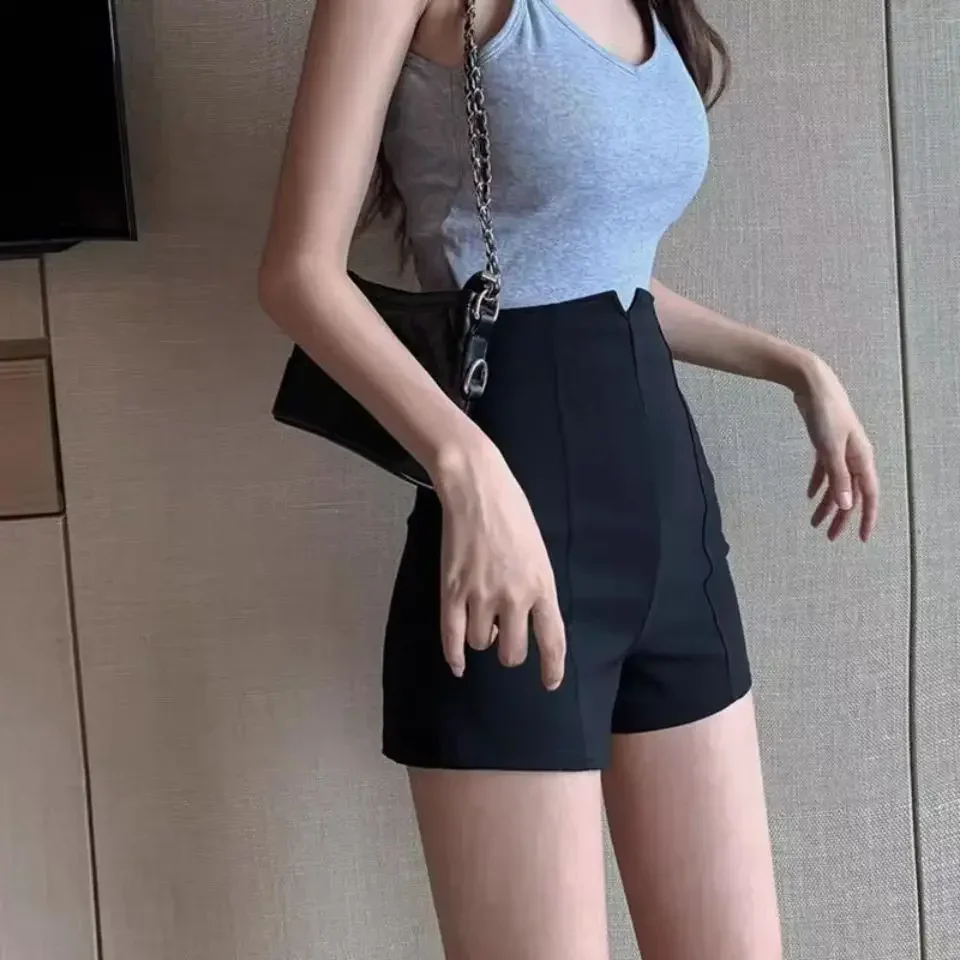 XS-4XL Streetwear Black Shorts Women Elegant High Waist White A Line Wide Leg Suit Short Sexy Club Slim Hot Short Pants New