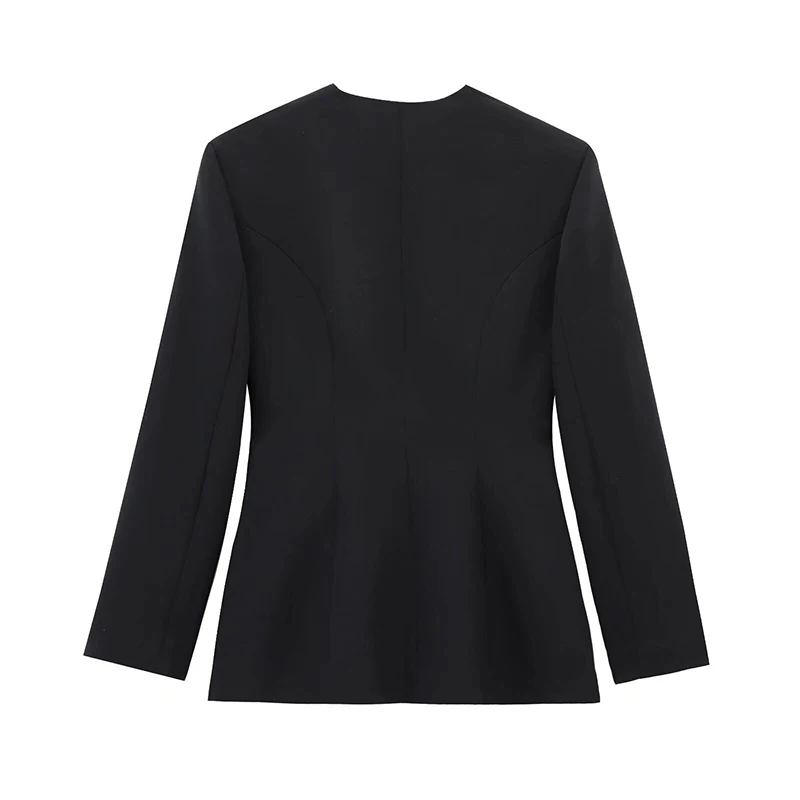 Slim Belt Blazer Coat For Women V Neck Buckle Long Sleeve Solid Suit Jacket 2025 Spring Lady Commute High Waisted Outwear New