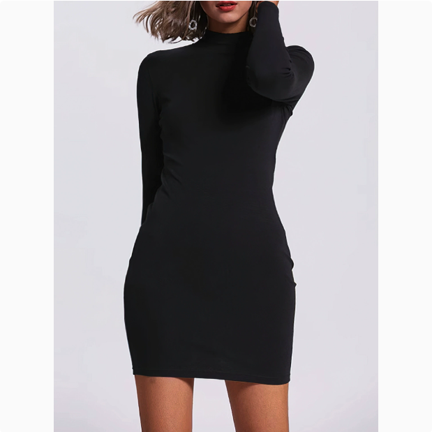 Wal Mart Spring Autumn Sexy Girls High Elastic Solid Color Dress Women
