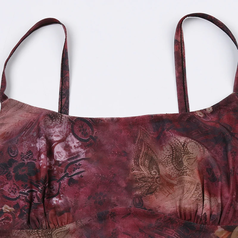 Christmas Vintage Aesthetic Paisley Print Sleeveless Slim Cropped Camisole Vest Top Women