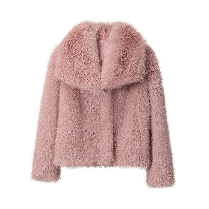 Chic Ins Blogger Brand Fashion Fake Fox Fur Jacket Coat Women Winter Luxury Design Big Collar Fur Coats Cool Girls Overcoat