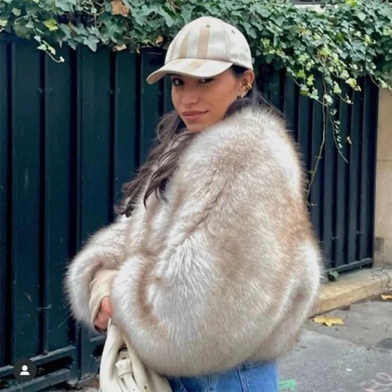 Ins Hot Brand Fashion Black Warm Cozy Cropped Faux Fur Coat Women Winter Chic Girls Street Fashion Luxury Short Fur Jacket