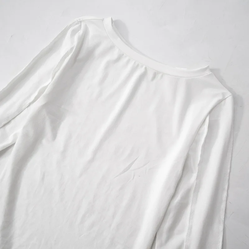 Fashion Patchwork Inner T-shirt Top For Women High Waist Solid Slim Casual Irregular Ruched Streetwear Female Commute Tee