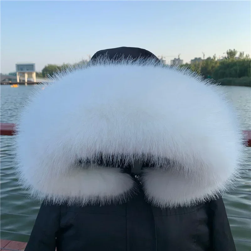 Soft Women Scarf Winter Faux Fox Fur Collar Furry Warm Thicken Men Parka Coat Hood Decor Fake Fur Shawl Luxury Scarves