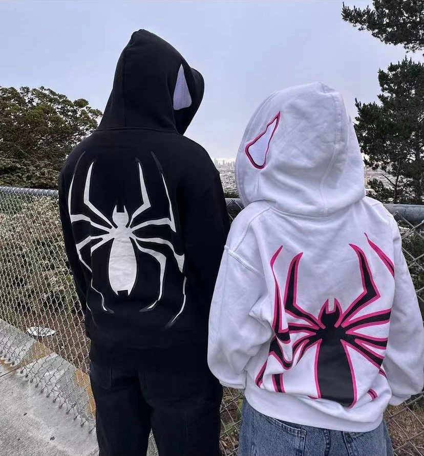 Y2K European Halloween Personalized Women's Hoodies and Hoodies Couples Large Spider Woman