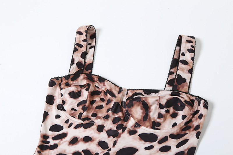 Spring Sexy Sling Backless Leopard Print High Waist Tight Hip Lifting Jumpsuit