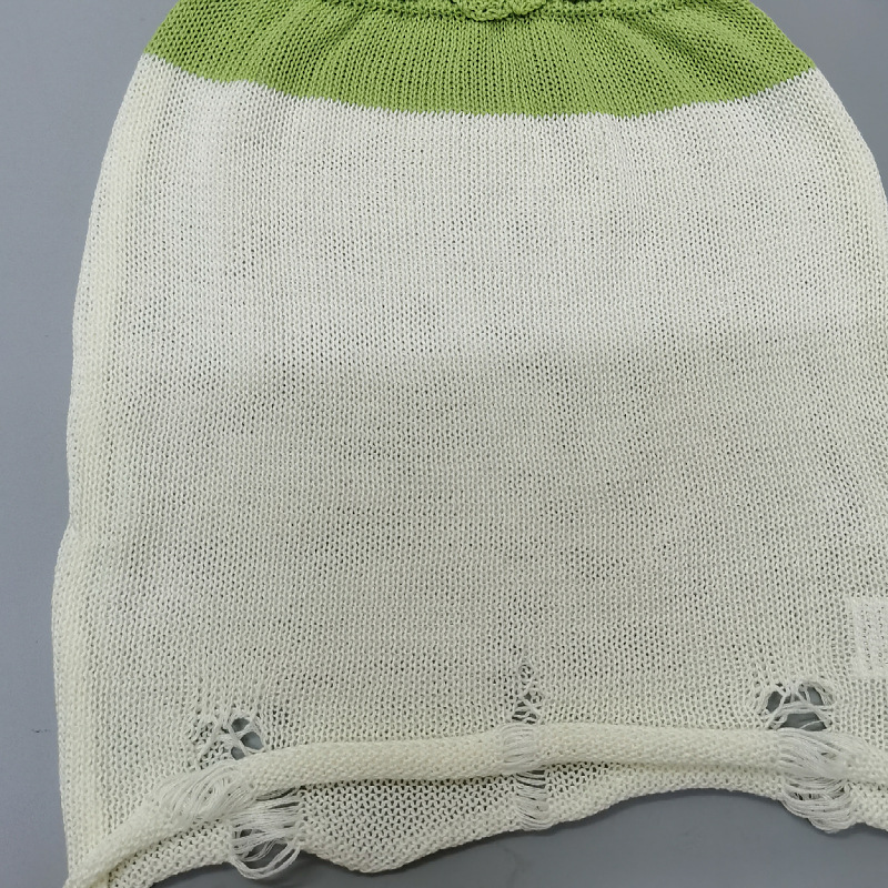 Summer Casual Sexy Sleeveless Hollow Out Cutout Knitted Wrapped Chest Contrast Color Skirt Knitting Suit Women