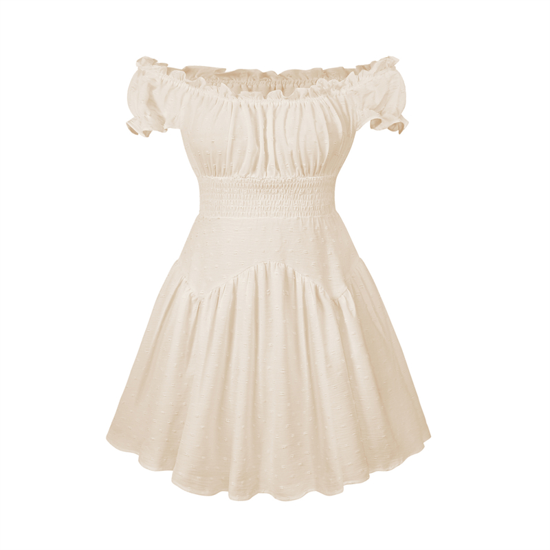 Swiss Dot Dress Women Summer Clothes Off Shoulder Short Sleeve High Waist Mini Dress Elegant Ladies Dresses Clubwear
