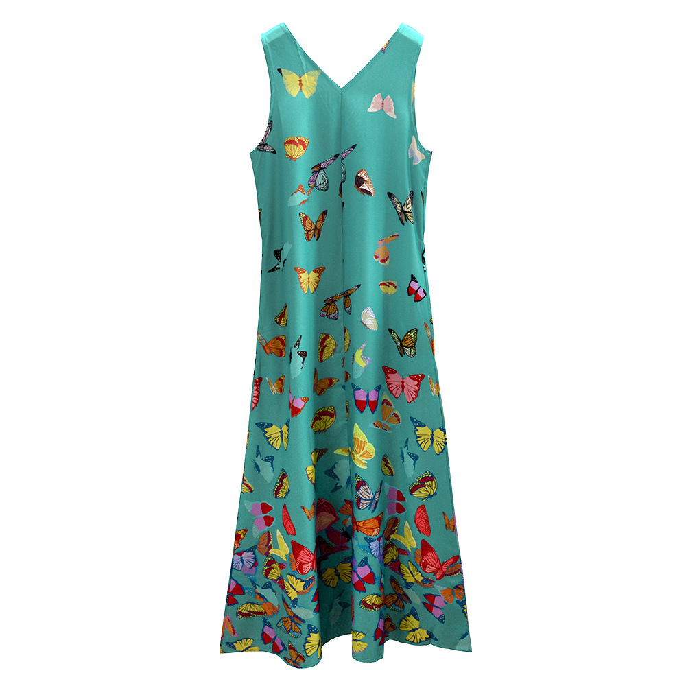 Summer Butterfly Print Bohemian Beach Dress V-neck Sleeveless Maxi Dress plus Size Women Clothing