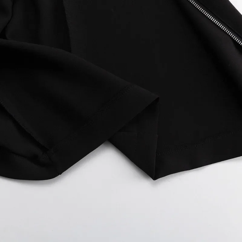 Zipper Patchwork Black Long Dress Women Off-Shoulder High Waist Elegant Clothes Party Dress Casual Ladies Slim Maxi Dress