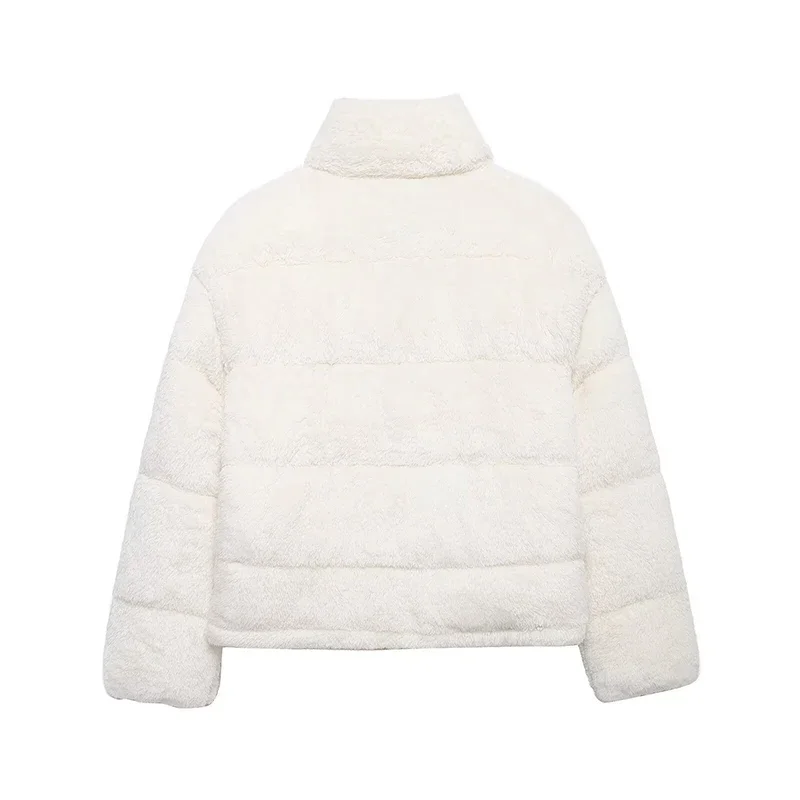 Winter Lamb Wool Zipper Women's Coat Thick Warm Plush Long Sleeve Stand Collar Loose Coat Female Lady Causal Fleece Outwear