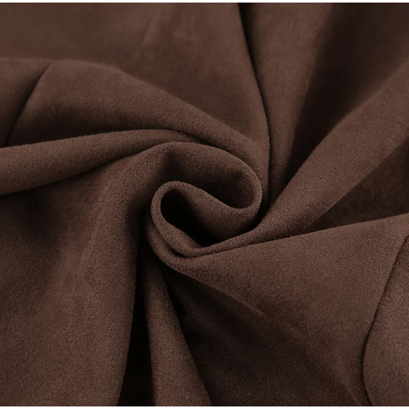 Vintage Suede Brown Skirts Women Fashion Pleated Slim Zipper Office Lady Skirts Elegant Female High Waist Party Wear New