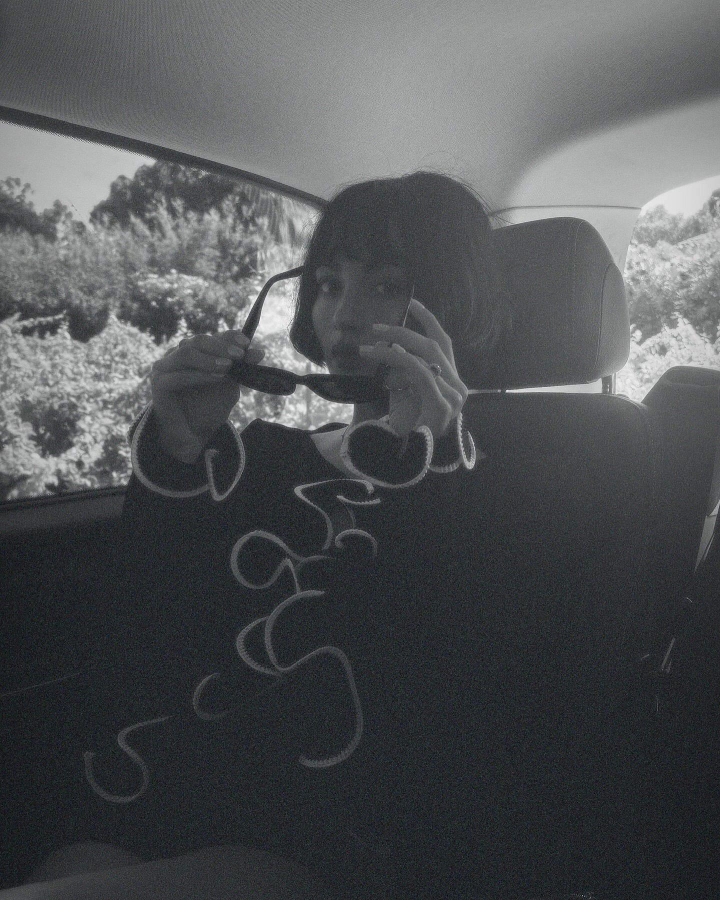 Spring Floral Edge Stitching Contrast Color Black Long Sleeve Knitted Cardigan Women Slimming Short Top Women