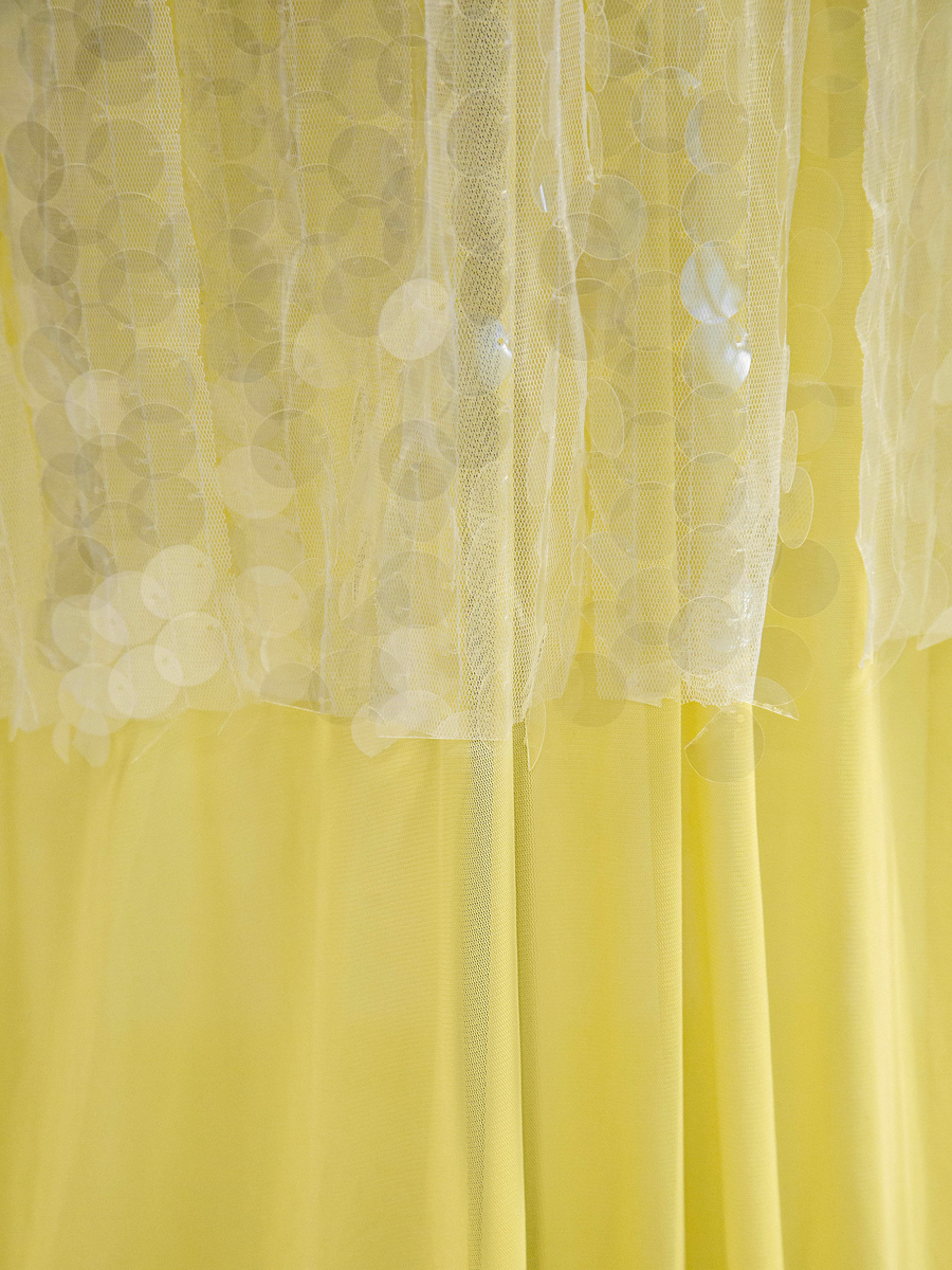 Sequin Sheer Maxi Slip Dress for Women - Butter Yellow Boho Backless V Neck Mermaid Cut Evening Gown - Summer Beach 2026