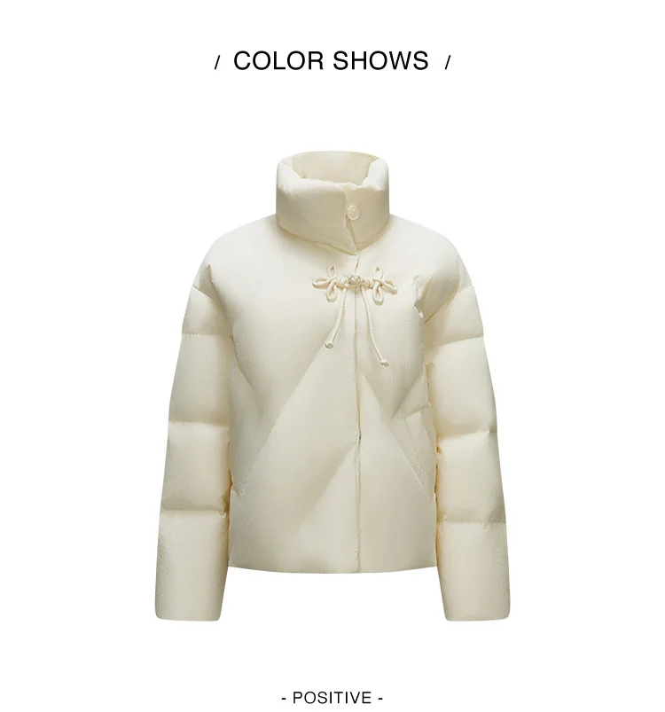 Down Jacket Women Chinese Style Disk Button Gentle Series Sweet New Winter Stand Collar Loose Texture Thick Coat