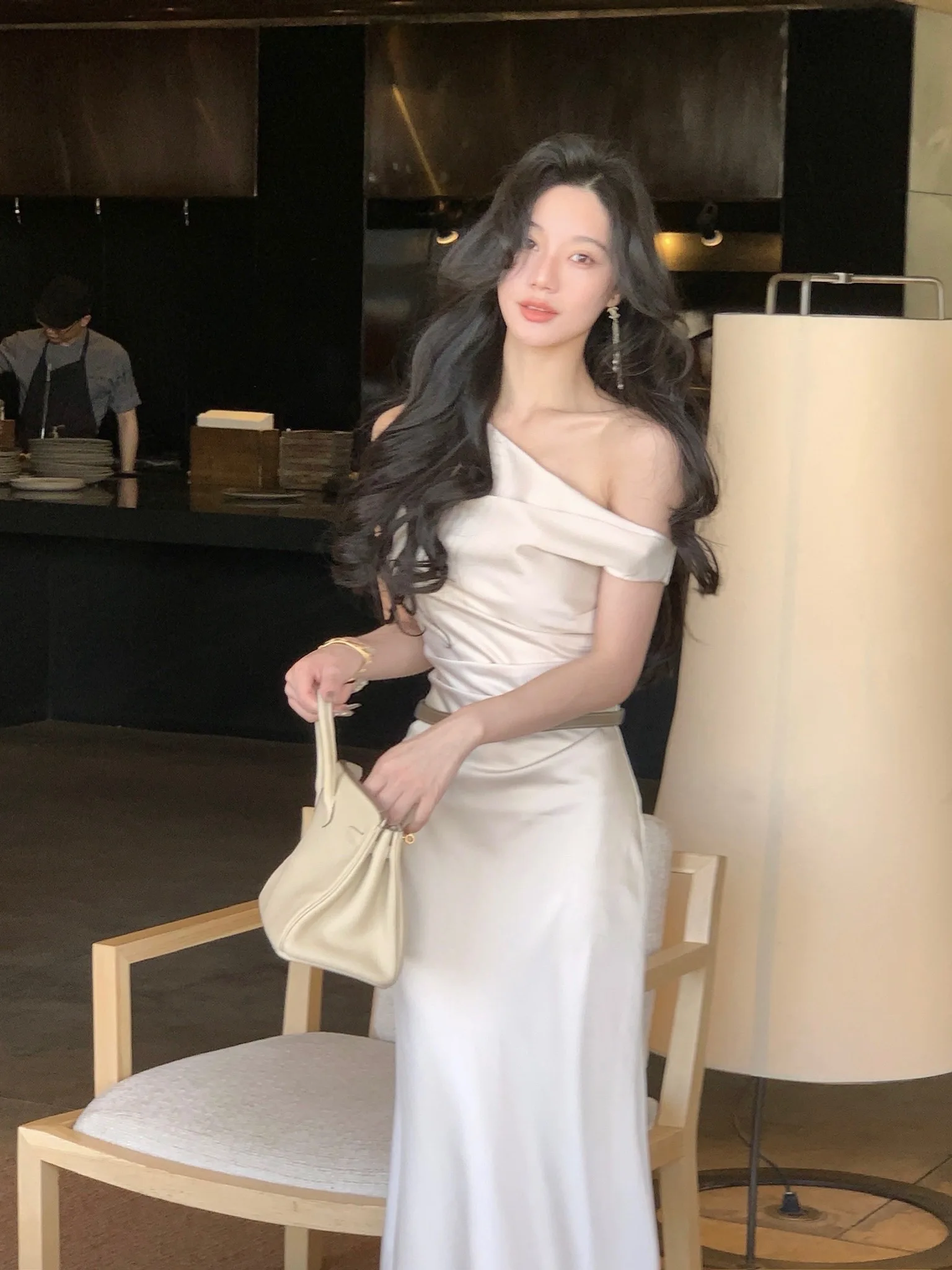 Elegant Bodycon Satin Long Dresses for Women Off Shoulder Solid French Mermaid Wedding Evening Party Dress Prom Robe Vestidos