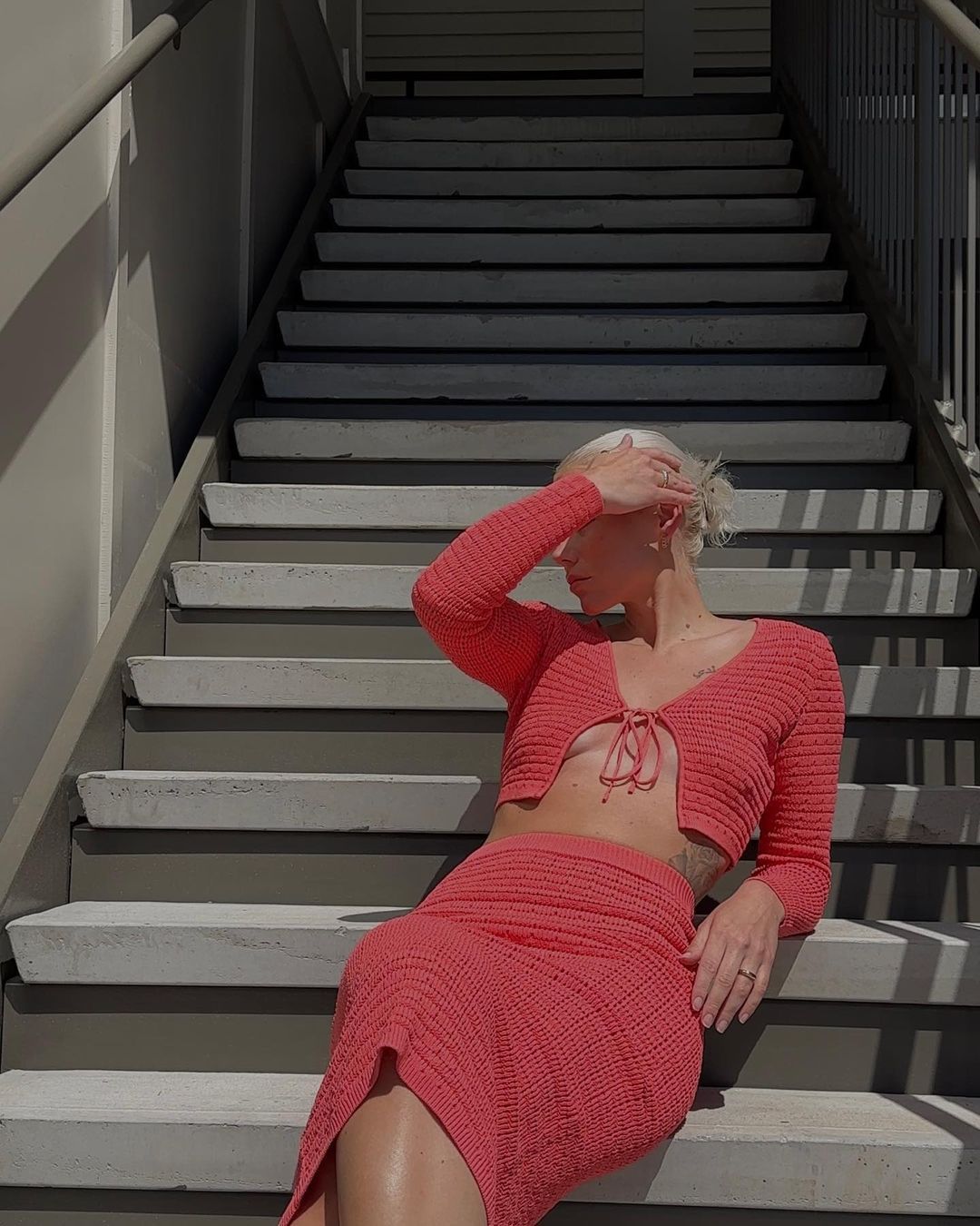 Sweet Casual Hollow Out Cutout Out Short Lace Up Cropped Knitted Cardigan Coat Sexy Skirt Knitting Suit Women