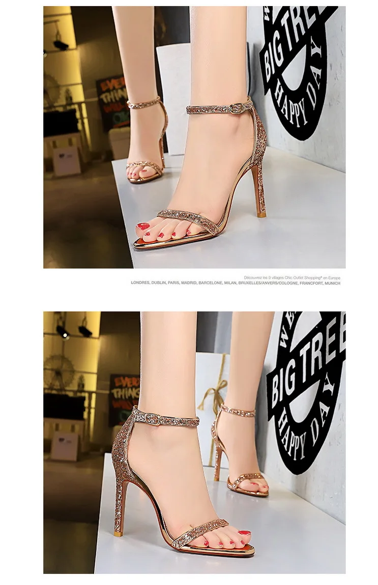 Shoes Sexy High Heels Women Pumps Sparkle Sequins Stiletto Heels 10 Cm Party Shoes Women Heels Summer Women Sandals New