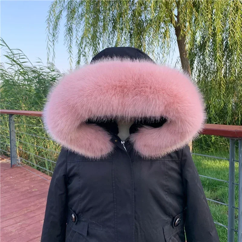 Soft Women Scarf Winter Faux Fox Fur Collar Furry Warm Thicken Men Parka Coat Hood Decor Fake Fur Shawl Luxury Scarves