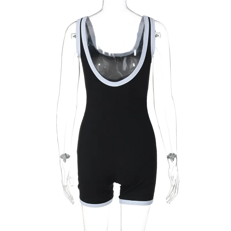 Contrast Color Blinding Bodycon Playsuit Short Jumpsuit Women Clothing Backless One Piece Sexy Rompers Y2k Grunge Bodysuits