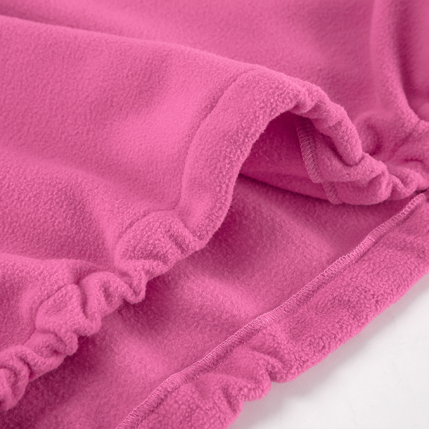 Autumn Winter Pink Collared Fleece Sweatshirt Women Lamb Wool Tops
