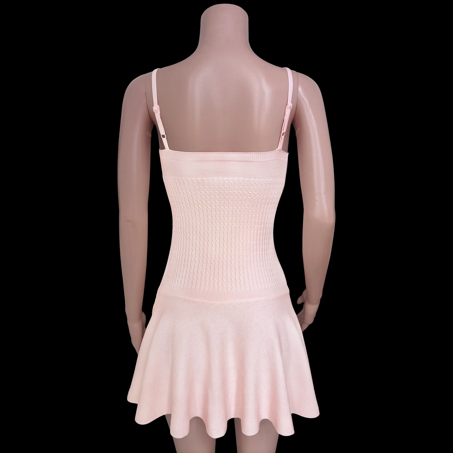 Halter Floral Ribbed Knit Mini Dress For Women Folds Summer Sexy Sleeveless Dress Solid Y2K Female Slim Fit Party Dress