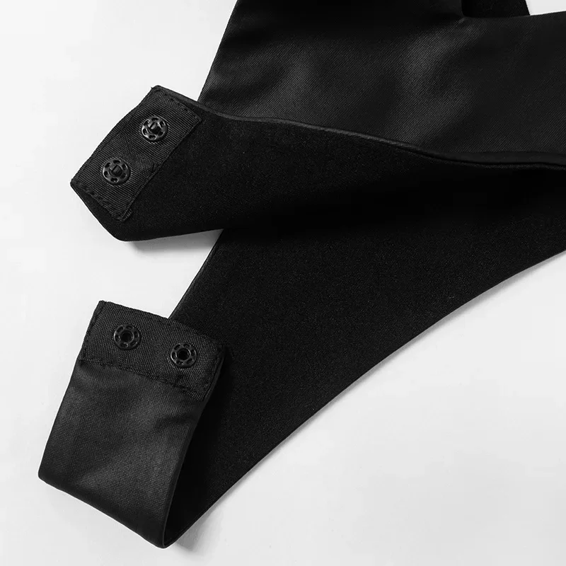 PU Sexy Bodysuit Lingerie Black Top Women Rave Outfit Short Sleeve Body Feminino Hollow Out One-Pieces Lenceria Bodys Sexy Mujer