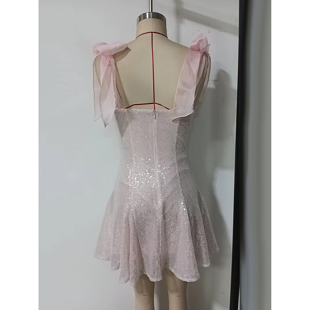 Sexy Sequin Skirt Nightclub Dress Sexy Deep V Plunge Party Short Evening Dress