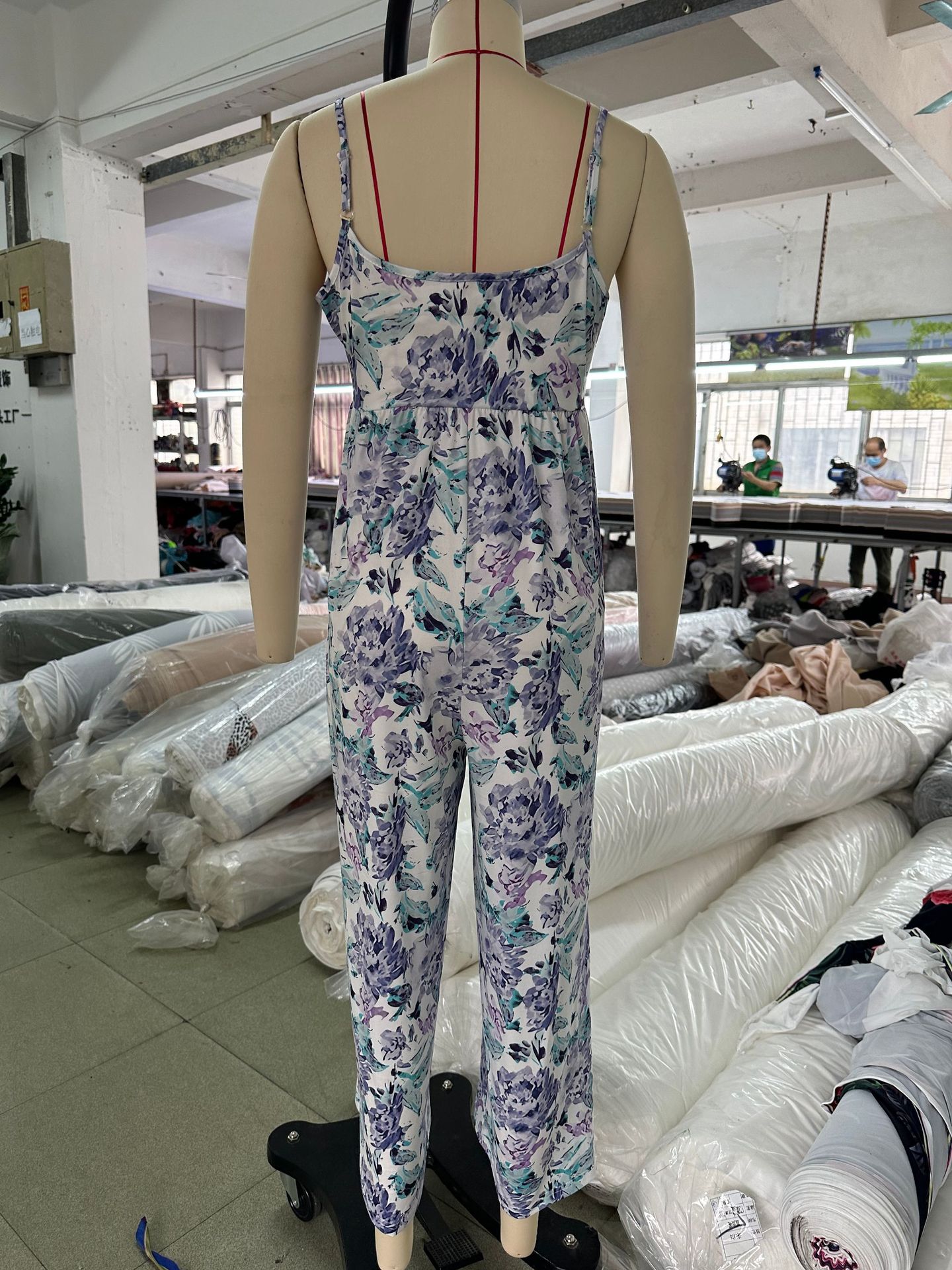 Summer High Waist Wide Leg Jumpsuit Women Floral Strap Backless Jumpsuit Women