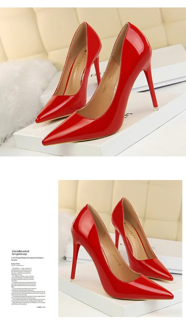 Shoes Patent Leather Shoes Woman Pumps High Heels Stiletto Heels 10.5 Cm Red Wedding Shoes Bridal Shoes Women Heels