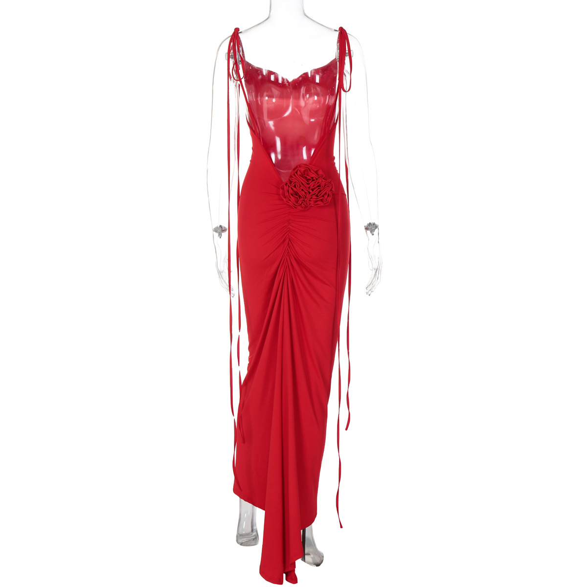 Best Seller in Women Clothing Summer Sexy Backless Pleated Lace up Maxi Dress Women