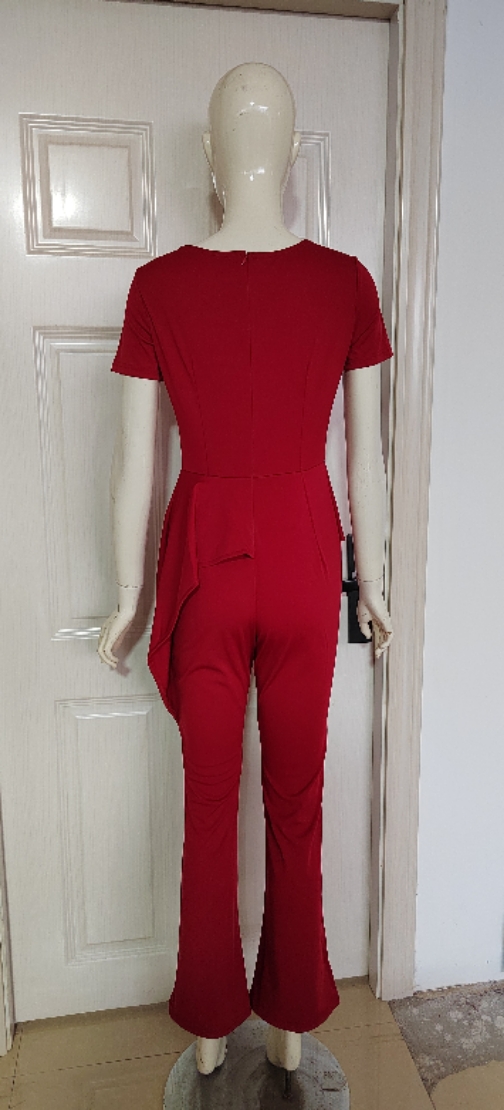 Summer Women Clothing Short Sleeve Lotus Leaf Jumpsuit Women Tight Trousers