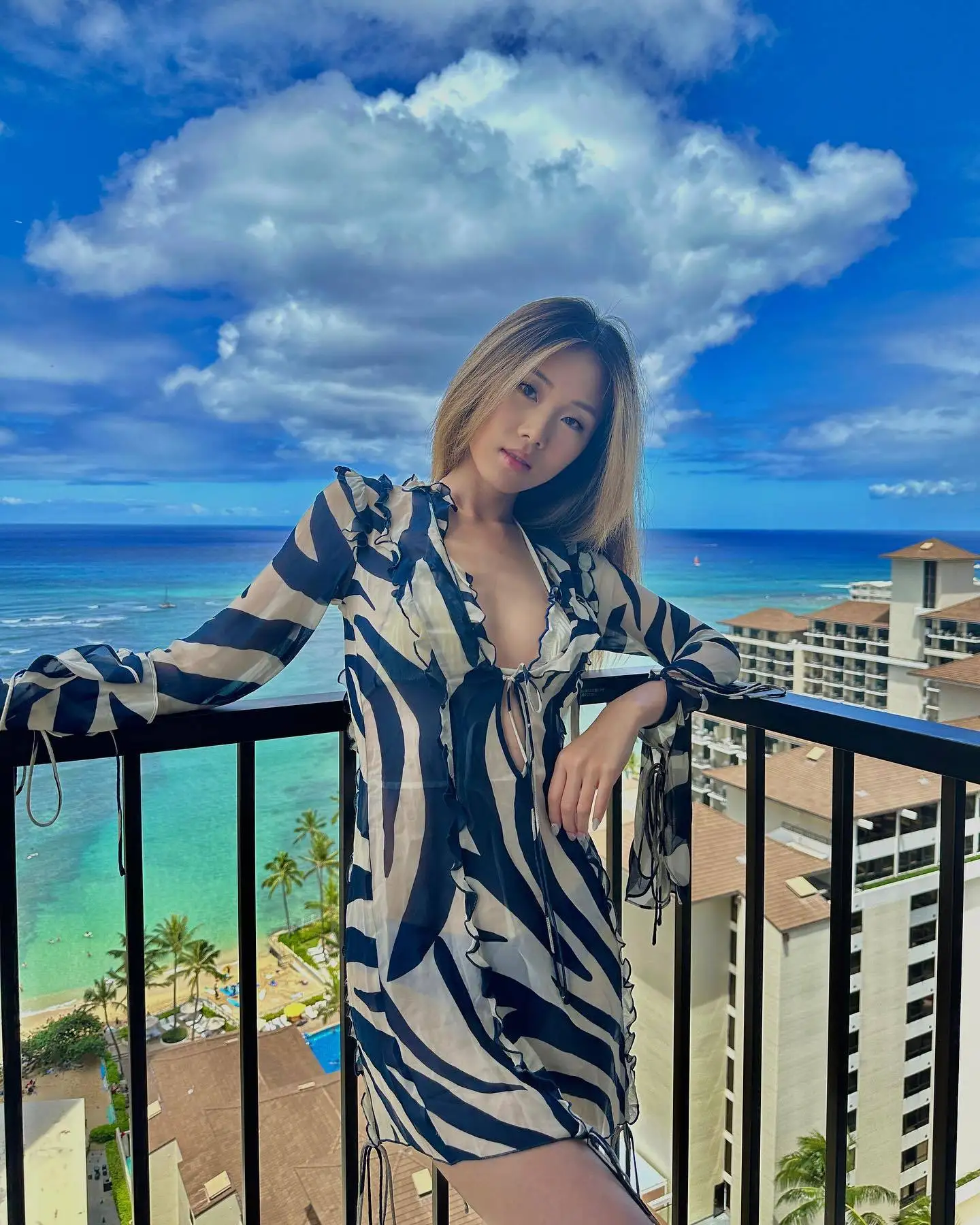 JULISSA MO Chiffon Sheer Bandage V-Neck Longsleeve Mini Dress For Women Sexy Zebra Print Slim See Through Beach Holiday Dresses