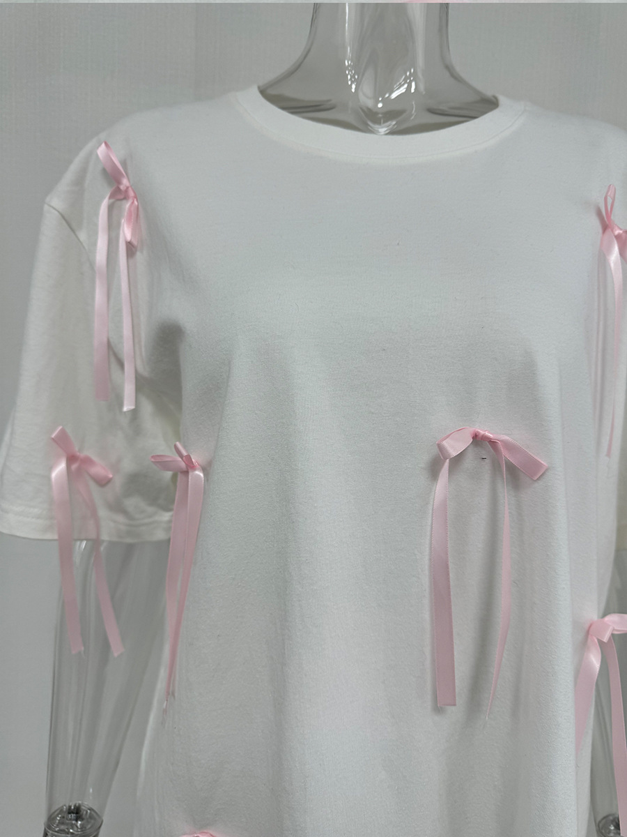 Summer Long Tassel Short Sleeved T shirt Women Casual Loose Cotton Top