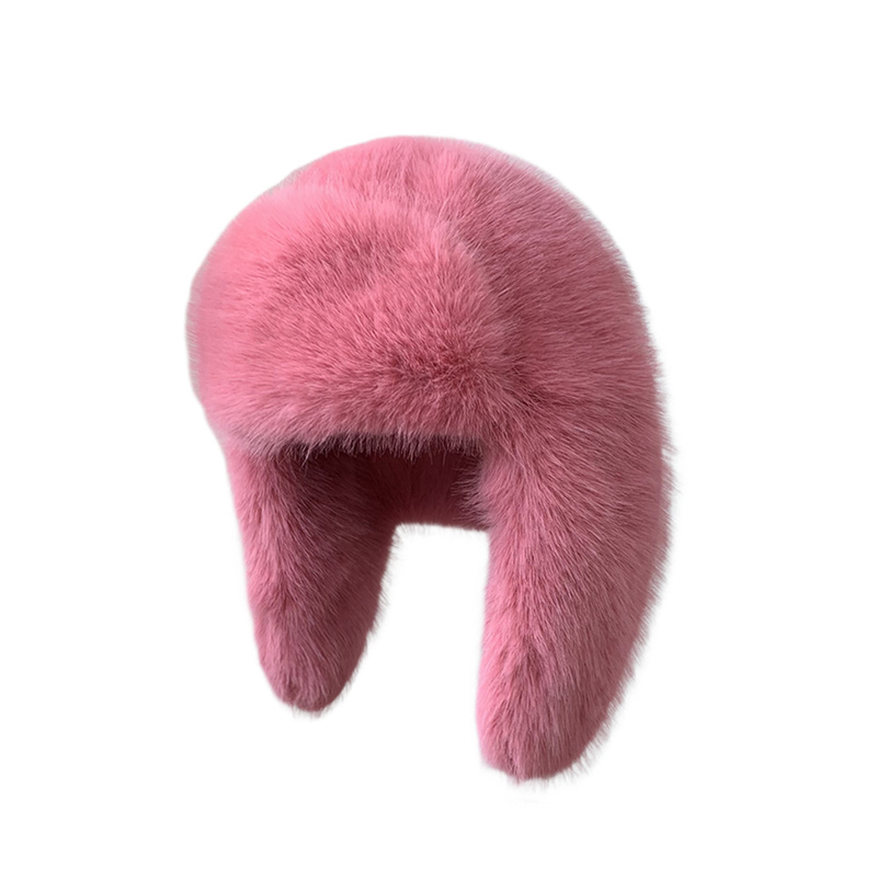 Winter Women Fluffy Furry Faux Fox Fur Bomber Hats Flaps Luxury Vintage Y2k Girls Warm Earflap Snow Ski Hat Caps Russian