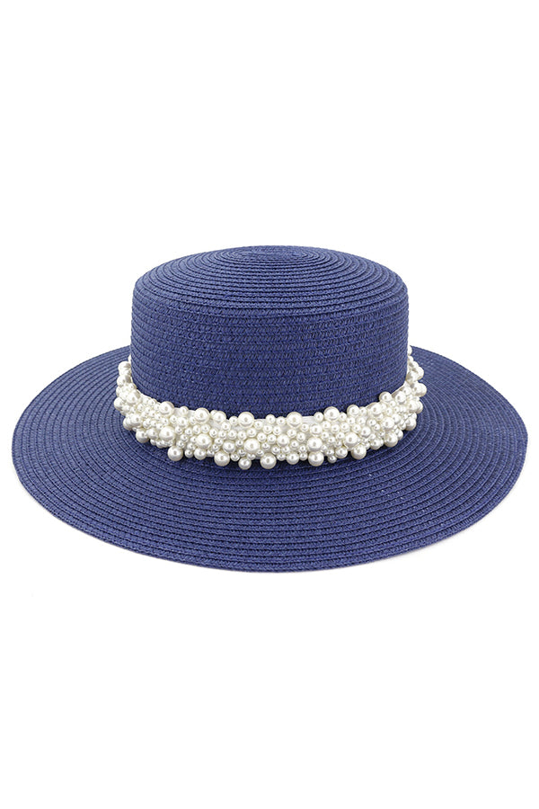 Pearl Embellished Beach Hat