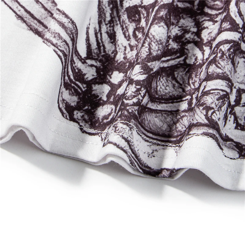Goth Skull T Shirt 2000s Aesthetic Women Grunge Fairy Core Off Shoulder Short Sleeve Tops Graphic Tee y2k Streetwear