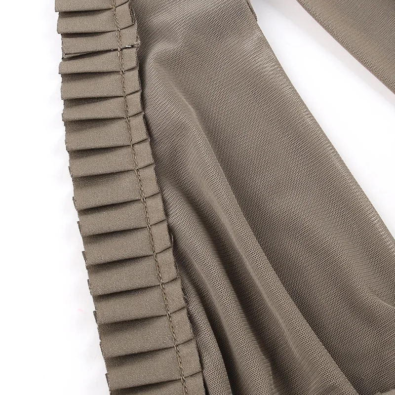 Folds Sunflower Tank Top Women Mesh Bodycon Sleeveless Slim Crop Tops Ladies Club Party Sexy Backless Bandage Vest Woman